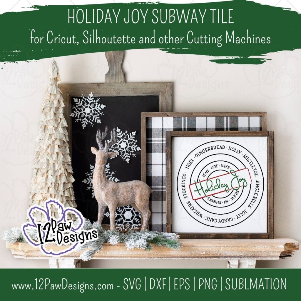 Christmas Subway Art, Holiday Joy Subway Tile, Holiday Joy, Cricut Silhouette, Svg/Dxf/Png/Eps/Sublimation, Digital Download, Cut File
