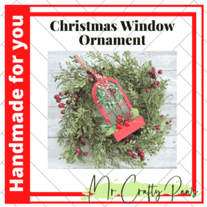 Handmade Christmas Window Ornament, Christmas Window Ornament With Wreath, Christmas Window, Christmas Ornament, Hand Painted