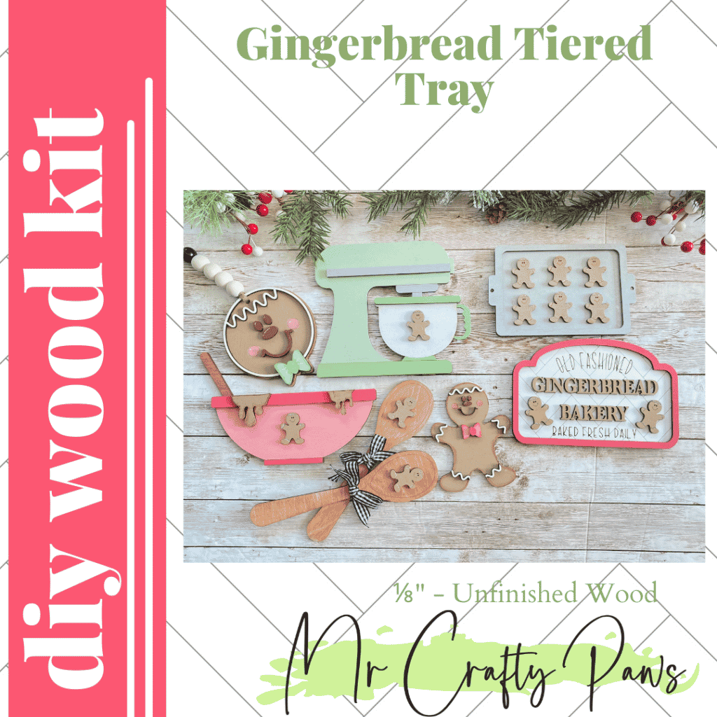 DIY Gingerbread Tiered Tray, Christmas Tiered Tray Decor, Gingerbread Decor, Christmas, Christmas Tier Tray, Unfinished Wood Blank, Diy Wood Kit