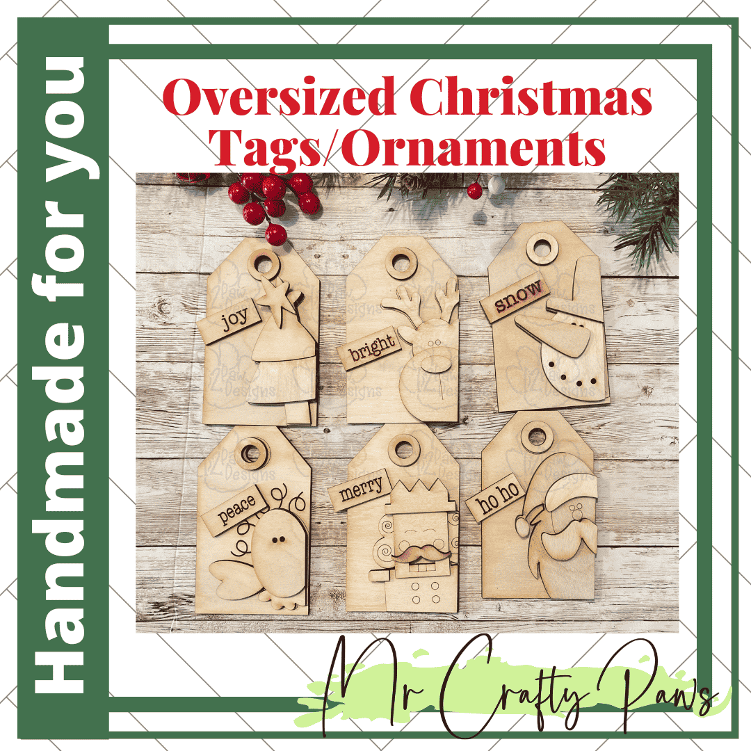 Handmade Christmas Tags, Christmas Ornaments, Stocking Tag, Reindeer, Santa, Angel, Nutcracker, Christmas Tree, Snowman, Hand Painted
