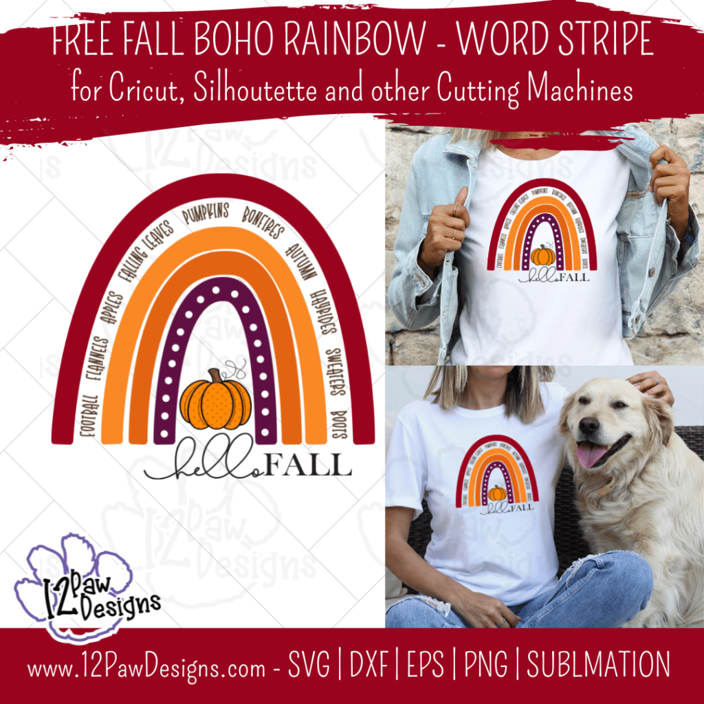 Fall Rainbow, Fall Boho Rainbow, Boho Rainbow with Fall Words, Pumpkin, Cricut Silhouette, Svg/Dxf/Png/Eps/Sublimation, Digital Download, Cut File