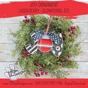 Joy Ornament, Joy Christmas Ornament, Joy, Christmas Ornament, Glowforge, Laser Ready, Svg/Dxf/Png/Pdf, Digital Download, Cut File