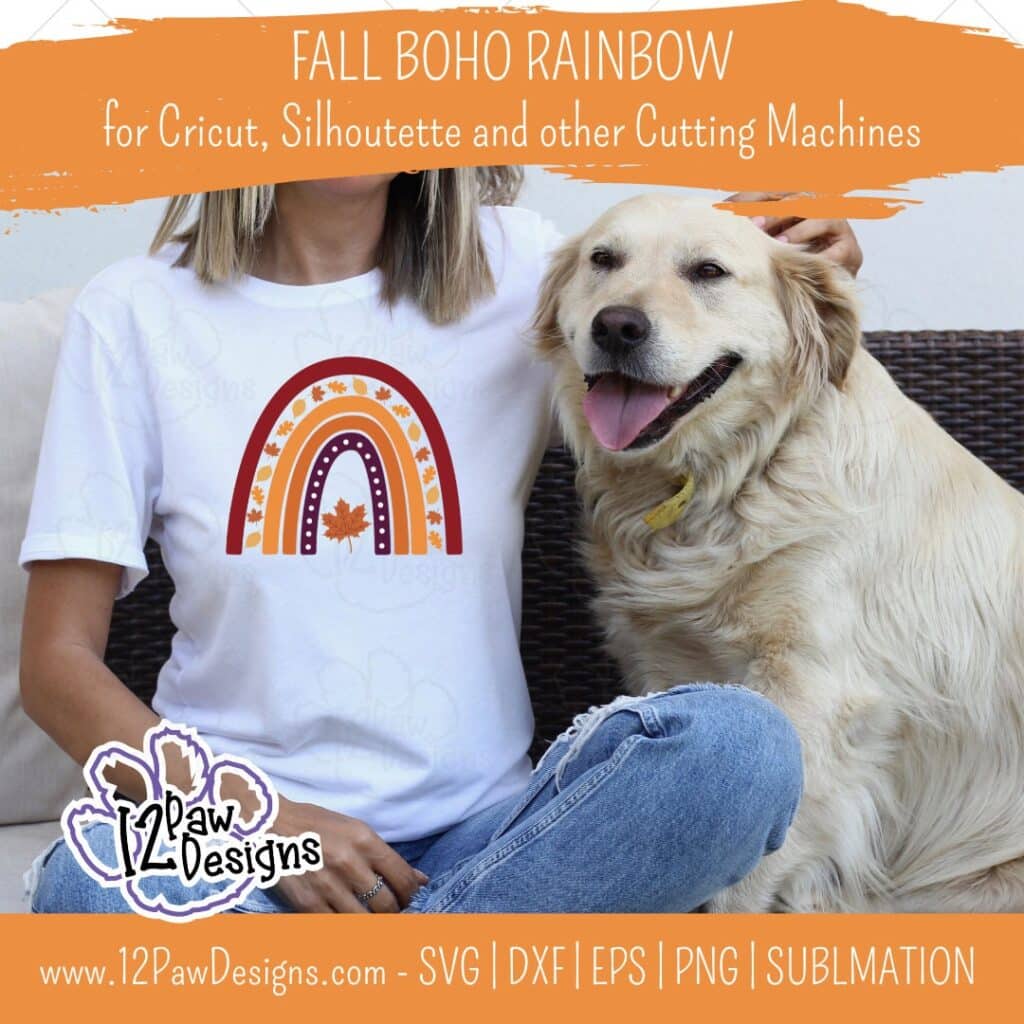 Fall Rainbow, Fall Boho Rainbow, Boho Rainbow, Fall Leaf, Cricut Silhouette, Svg/Dxf/Png/Eps/Sublimation, Digital Download, Cut File