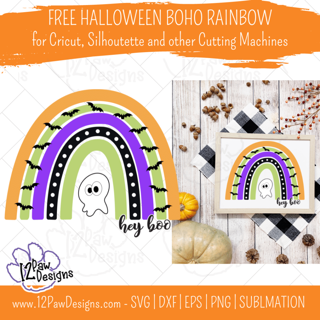 Halloween Rainbow, Halloween Boho Rainbow, Boho Rainbow, Hey Boo, Ghost, Cricut Silhouette, Svg/Png/Dxf/Eps/Sublimation, Digital Download, Cut File