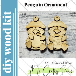DIY Penguin Ornament, Penguin Christmas Ornament, Penguin, Christmas Ornament, Unfinished Wood Blank, Diy Wood Kit