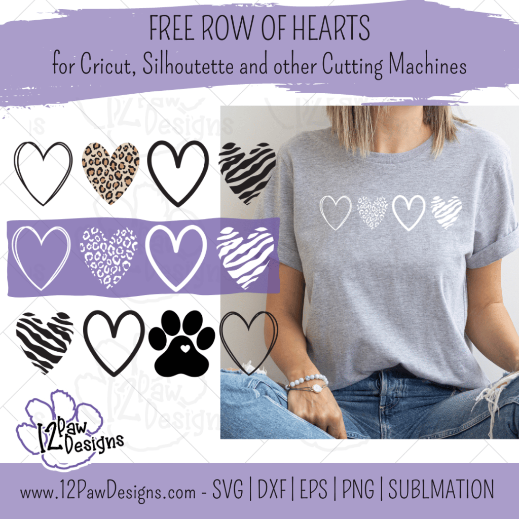 Row of Hearts, Valentine’s Day, Boho Hearts, Valentine Heart, Cricut, Silhouette, Svg/Png/Dxf/Eps/Sublimation, Digital Download, Cut File