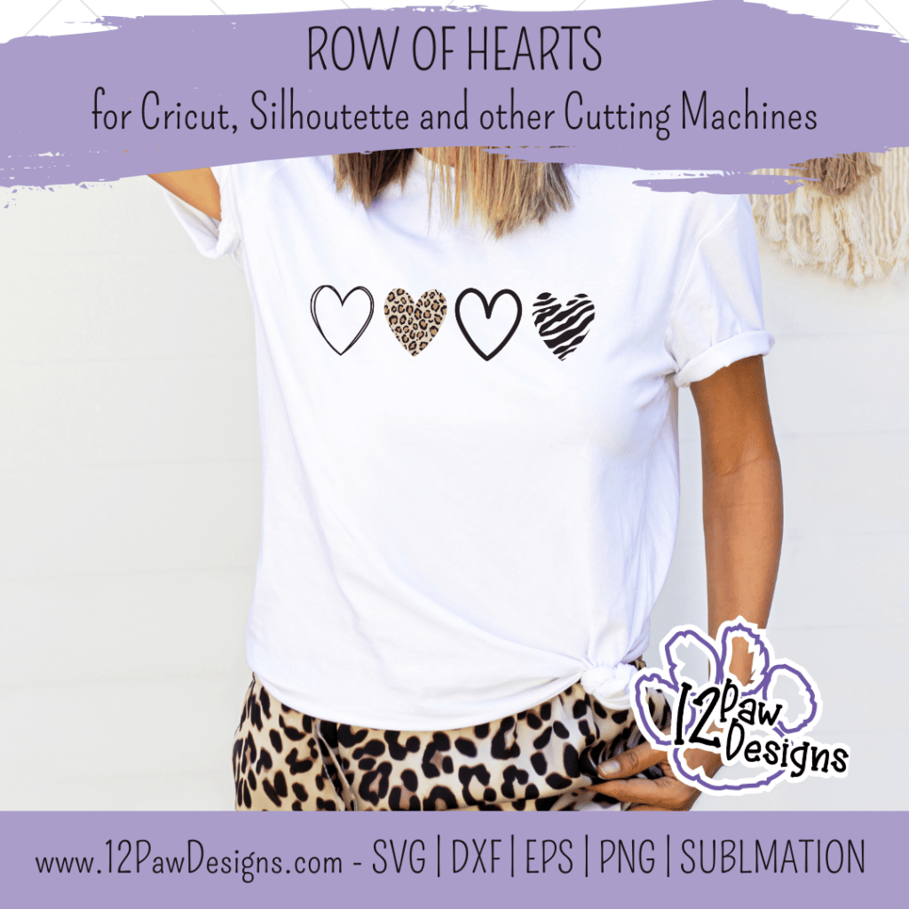 Row of Hearts, Valentine’s Day, Boho Hearts, Valentine Heart, Cricut, Silhouette, Svg/Png/Dxf/Eps/Sublimation, Digital Download, Cut File