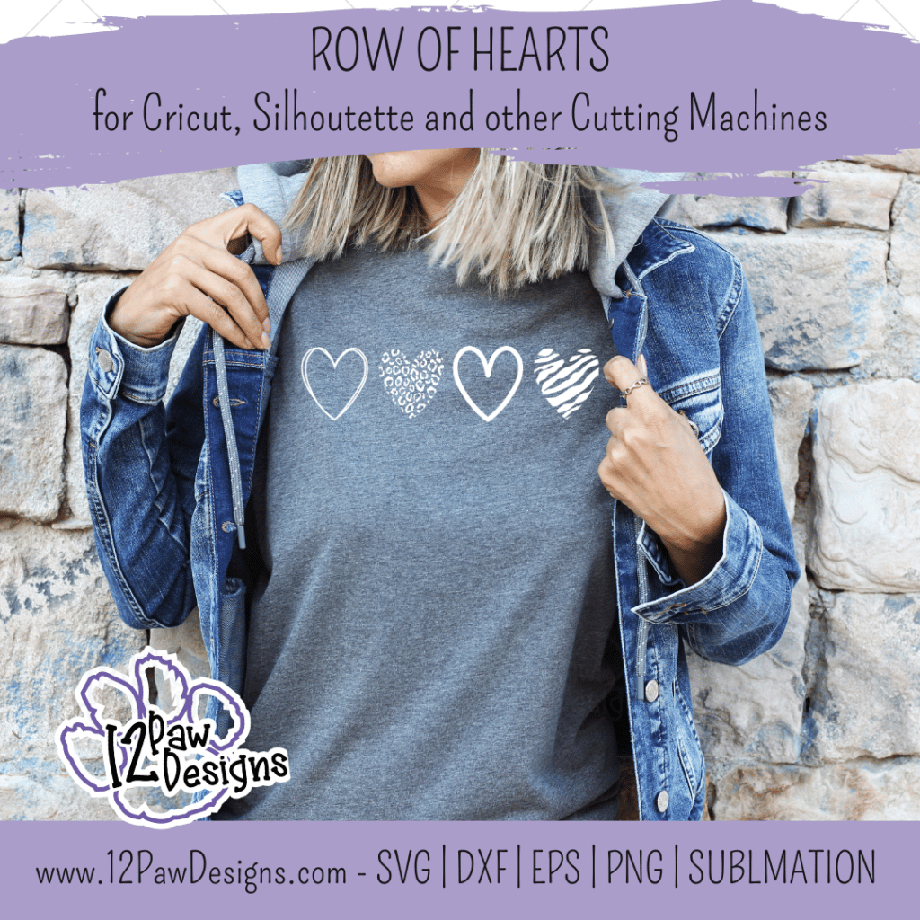 Row of Hearts, Valentine’s Day, Boho Hearts, Valentine Heart, Cricut, Silhouette, Svg/Png/Dxf/Eps/Sublimation, Digital Download, Cut File