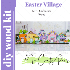 DIY Easter Village, Bunny Easter House, Cottontail Village, Easter, Easter Standing Houses, Easter Decor, Unfinished Wood Blank, Diy Wood Kit