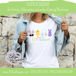 Easter Squad, Marshmallow Bunny, Easter Kid, Bunny, Cricut, Silhouette, Svg/Png/Dxf/Eps/Sublimation, Digital Download, Cut File