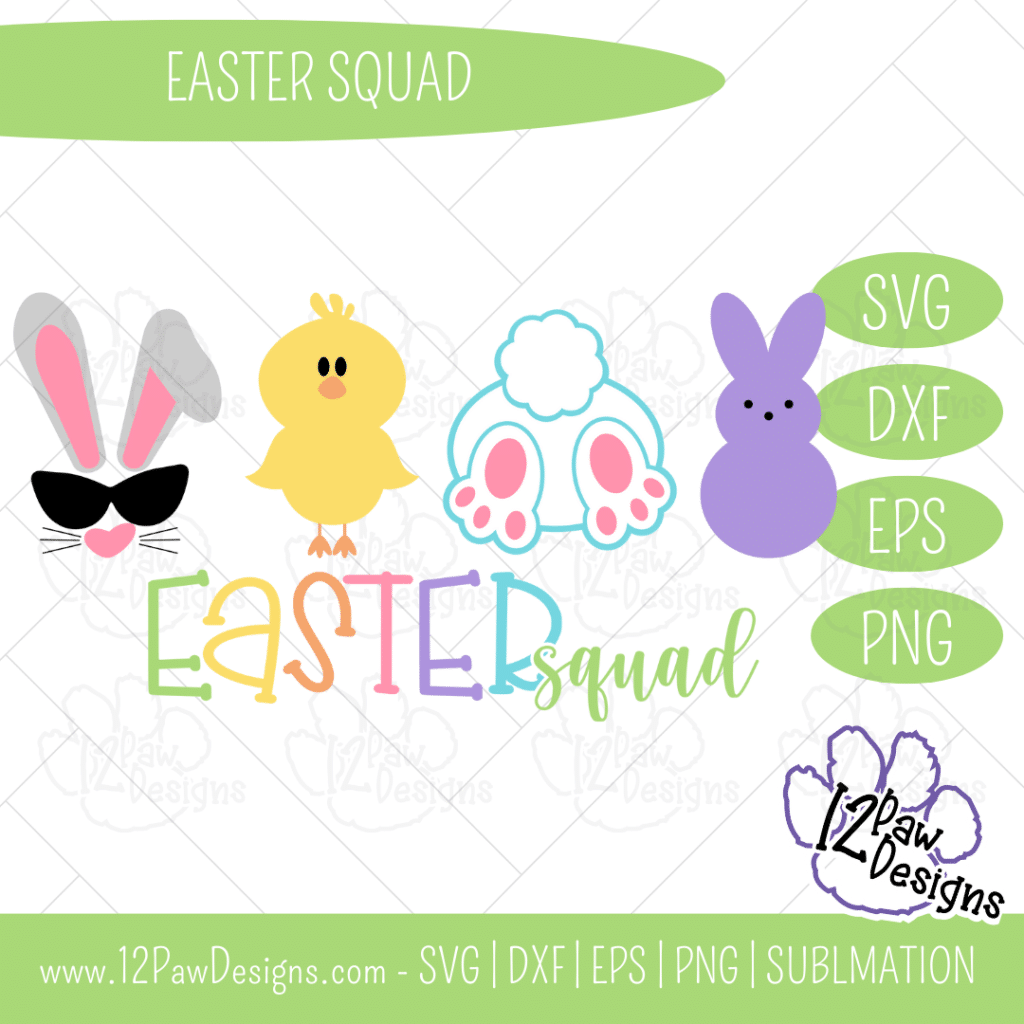 Easter Squad, Marshmallow Bunny, Easter Kid, Bunny, Cricut, Silhouette, Svg/Png/Dxf/Eps/Sublimation, Digital Download, Cut File