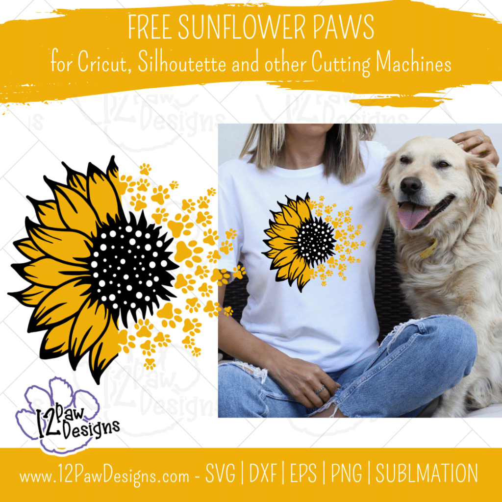 Sunflower Paws, Sunflower Dog Paw, Sunflower Mom, Paw Print, Pet, Cricut, Silhouette, Svg/Png/Dxf/Eps/Sublimation, Digital Download, Cut File