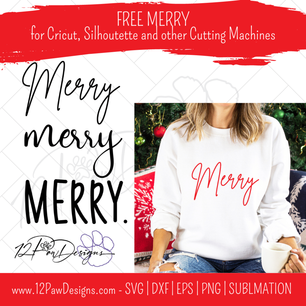 Merry SVG, Merry Christmas, Merry Hand lettered, Merry Script, Cricut, Silhouette, Svg/Dxf/Png/Eps, Digital, Cut File