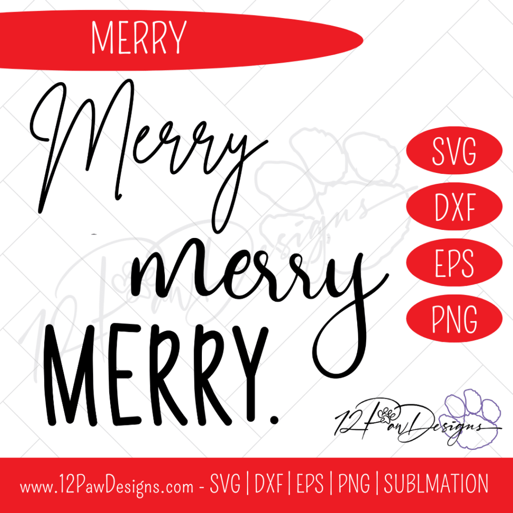 Merry SVG, Merry Christmas, Merry Hand lettered, Merry Script, Cricut, Silhouette, Svg/Dxf/Png/Eps, Digital, Cut File