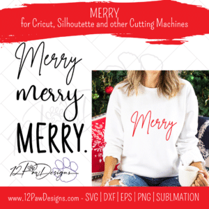 Merry SVG, Merry Christmas, Merry Hand lettered, Merry Script, Cricut, Silhouette, Svg/Dxf/Png/Eps, Digital, Cut File