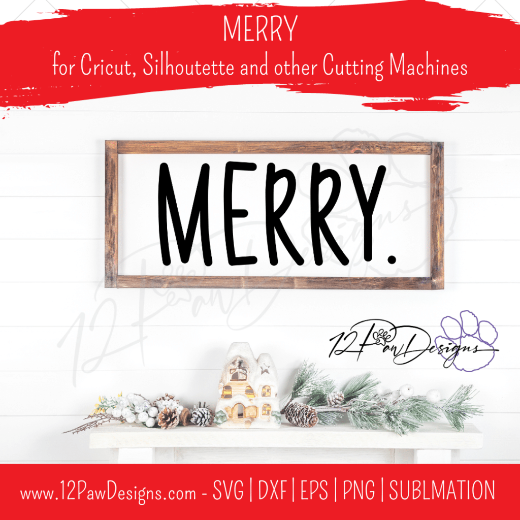 Merry SVG, Merry Christmas, Merry Hand lettered, Merry Script, Cricut, Silhouette, Svg/Dxf/Png/Eps, Digital, Cut File