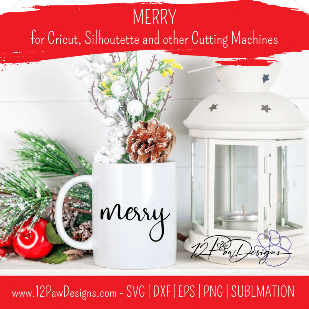 Merry SVG, Merry Christmas, Merry Hand lettered, Merry Script, Cricut, Silhouette, Svg/Dxf/Png/Eps, Digital, Cut File