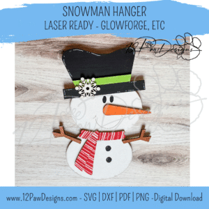 Snowman Hanger, Christmas Decor, Snowman Door, Snowman Wall, Wall/Door, Glowforge, Laser, Svg/Pdf, Digital, Cut File