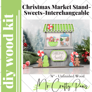 DIY Christmas Market Stand, Christmas Sweets Market Stand, Interchangeable Market Shop, Christmas Decor, Unfinished Wood Blank, Diy Wood Kit