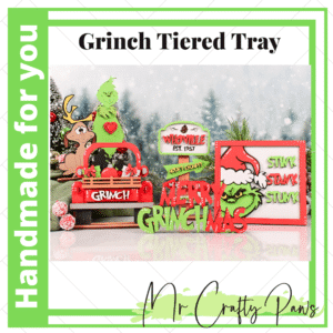 Handmade Grinch Tiered Tray, Christmas Decor, Grinch Tray, Tiered Tray, Max, Stink Stank, Hand Painted