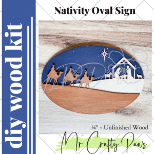 DIY Nativity Oval Sign, Christmas Decor, Nativity Door, Nativity Wall, Wall/Door, Unfinished Wood Blank, Diy Wood Kit