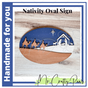 Handmade Nativity Oval Sign, Christmas Decor, Nativity Door, Nativity Wall, Wall/Door, Hand Painted