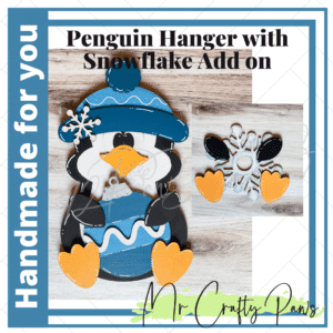 Handmade Penguin Hanger and Snowflake Add on, Christmas Decor, Penguin Snowflake Add Door, Wall/Door, Hand Painted