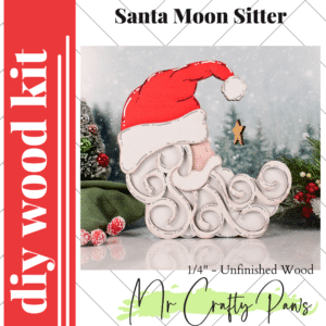 DIY Santa Moon Sitter, Santa Moon, Santa, Christmas Decor, Santa, Santa Moon Shelf Sitter, Unfinished Wood Blank, Diy Wood Kit