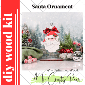 DIY Santa Ornament, Christmas Ornament, Santa, Santa Head, Unfinished Wood Blank, Diy Wood Kit