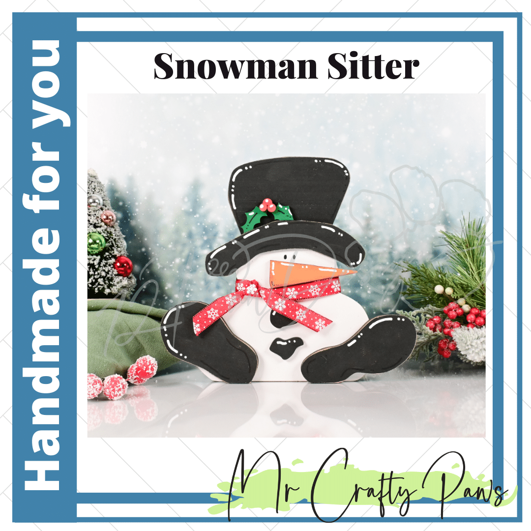 MCP Snowman Sitter-Handmade 1 - 12 Paw Designs Handmade Snowman Sitter, Snowman, Christmas Decor, Winter Snowman, Snowman Shelf Sitter, Hand Painted