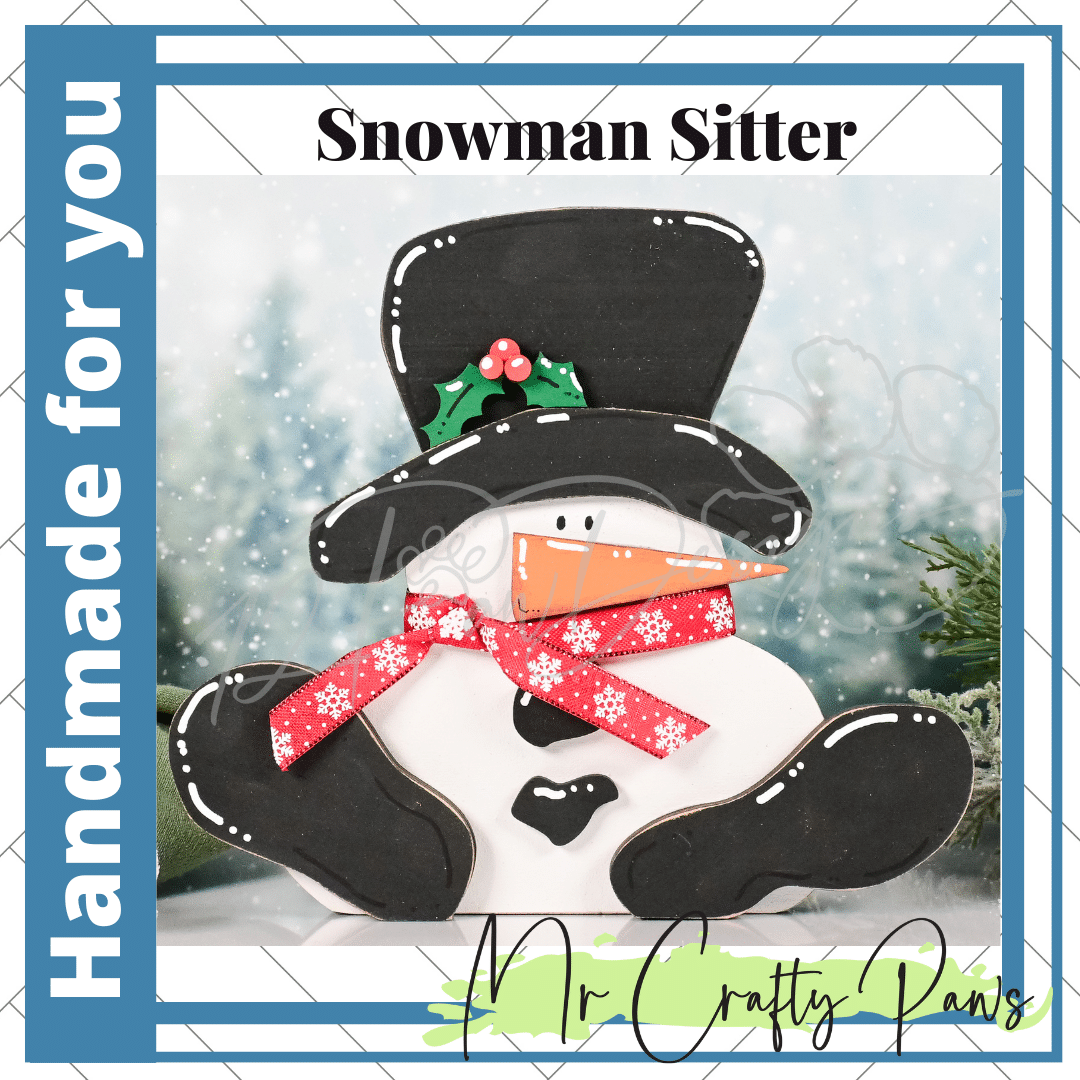 MCP Snowman Sitter-Handmade 2 - 12 Paw Designs Handmade Snowman Sitter, Snowman, Christmas Decor, Winter Snowman, Snowman Shelf Sitter, Hand Painted