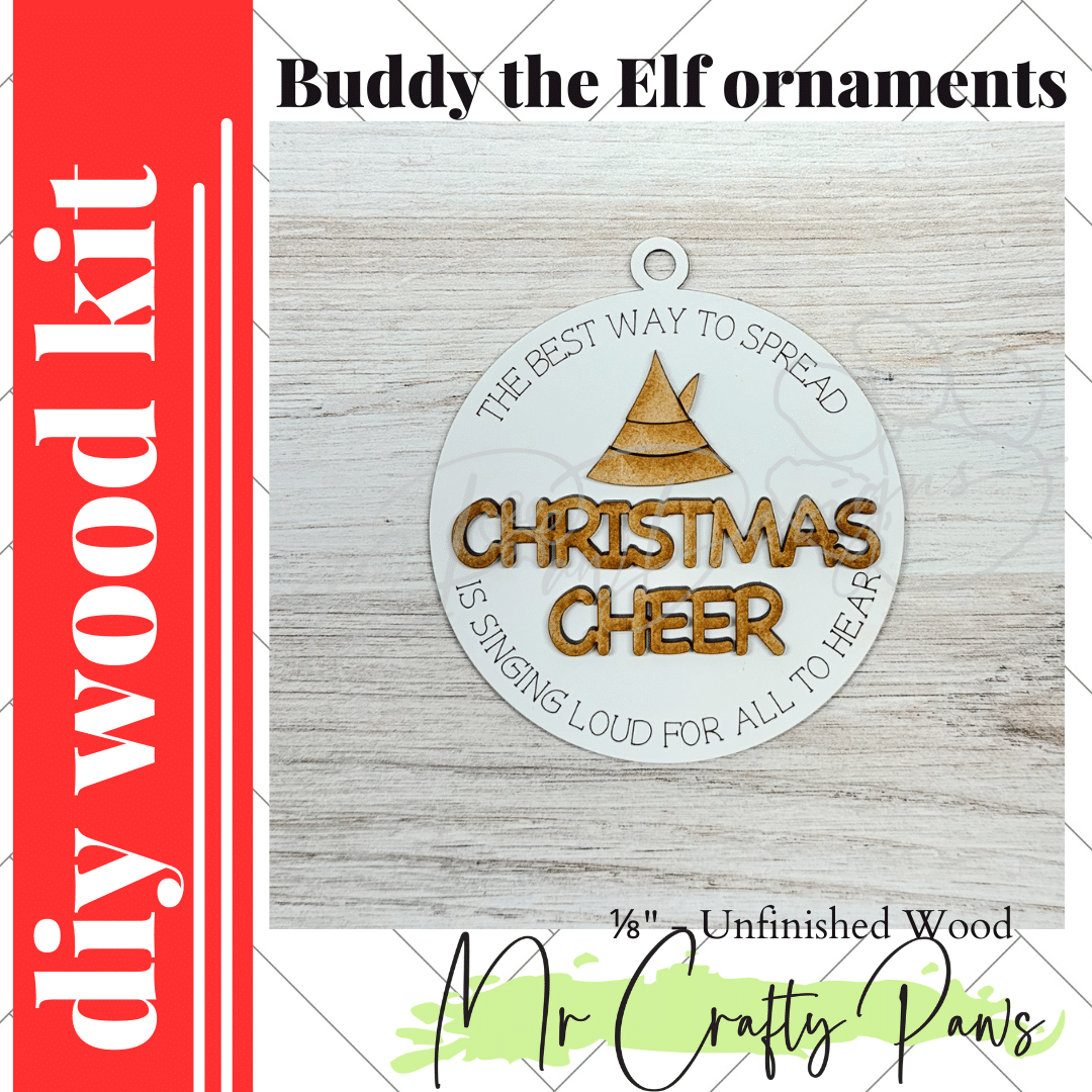 12PD Buddy the Elf ornaments-DIY Wood 4 - 12 Paw Designs 12PD Buddy the Elf ornaments-DIY Wood