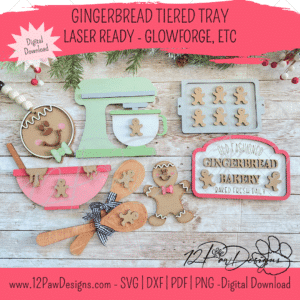 12PD Gingerbread Tiered Tray -Laser File, Download