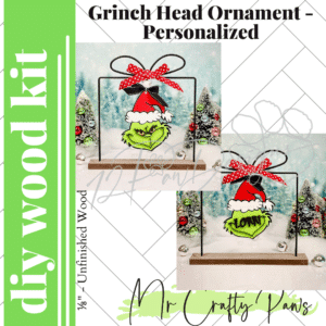 12PD Grinch Head Ornament -Personalized-DIY Wood