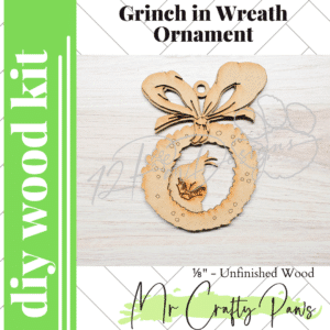 12PD Grinch in Wreath Ornament-DIY Wood