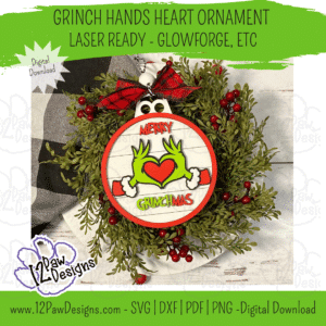 Grinch Hands Heart Ornament, Christmas Decor, Grinch Ornament, Grinch Heart, Glowforge, Laser, Svg/Pdf, Digital, Cut File