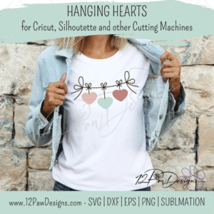 Hanging Hearts, Hearts on a String, Valentine’s Day, Hearts, Cricut, Silhouette, Svg, PNG, Digital, Cut File