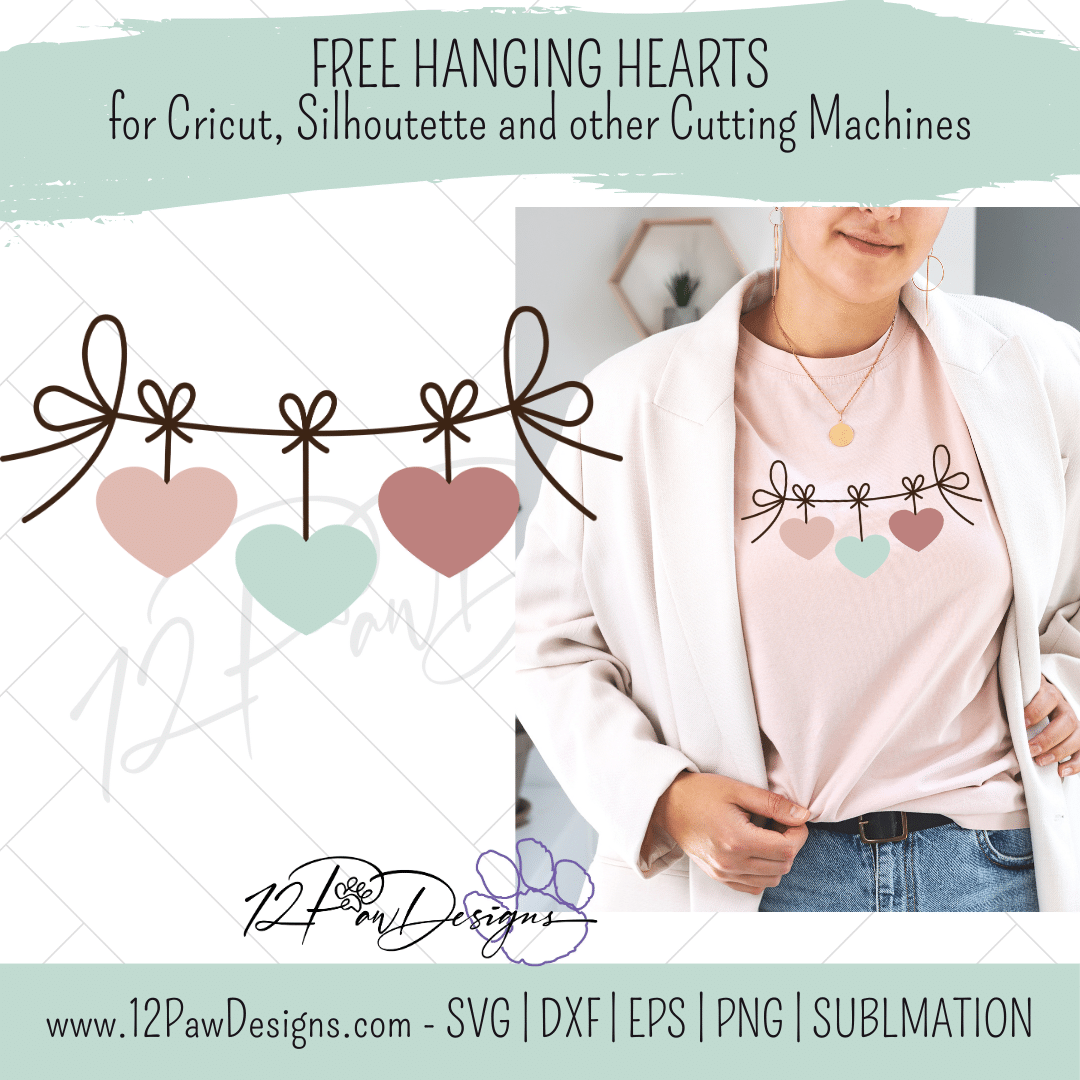Hanging Hearts, Hearts on a String, Valentine’s Day, Hearts, Cricut, Silhouette, Svg, PNG, Digital, Cut File
