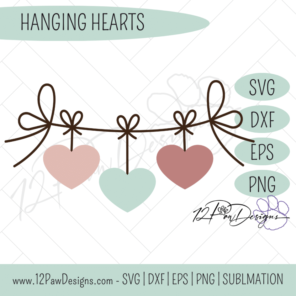 Hanging Hearts, Hearts on a String, Valentine’s Day, Hearts, Cricut, Silhouette, Svg, PNG, Digital, Cut File
