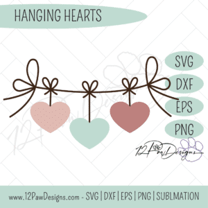 Hanging Hearts, Hearts on a String, Valentine’s Day, Hearts, Cricut, Silhouette, Svg, PNG, Digital, Cut File