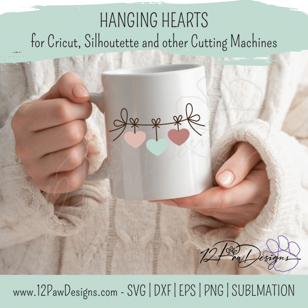 Hanging Hearts, Hearts on a String, Valentine’s Day, Hearts, Cricut, Silhouette, Svg, PNG, Digital, Cut File