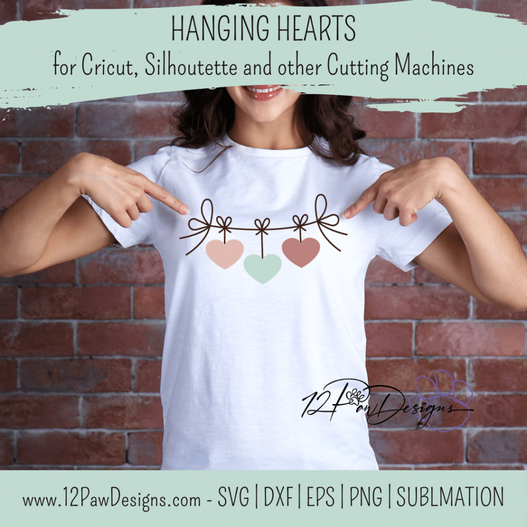 Hanging Hearts, Hearts on a String, Valentine’s Day, Hearts, Cricut, Silhouette, Svg, PNG, Digital, Cut File